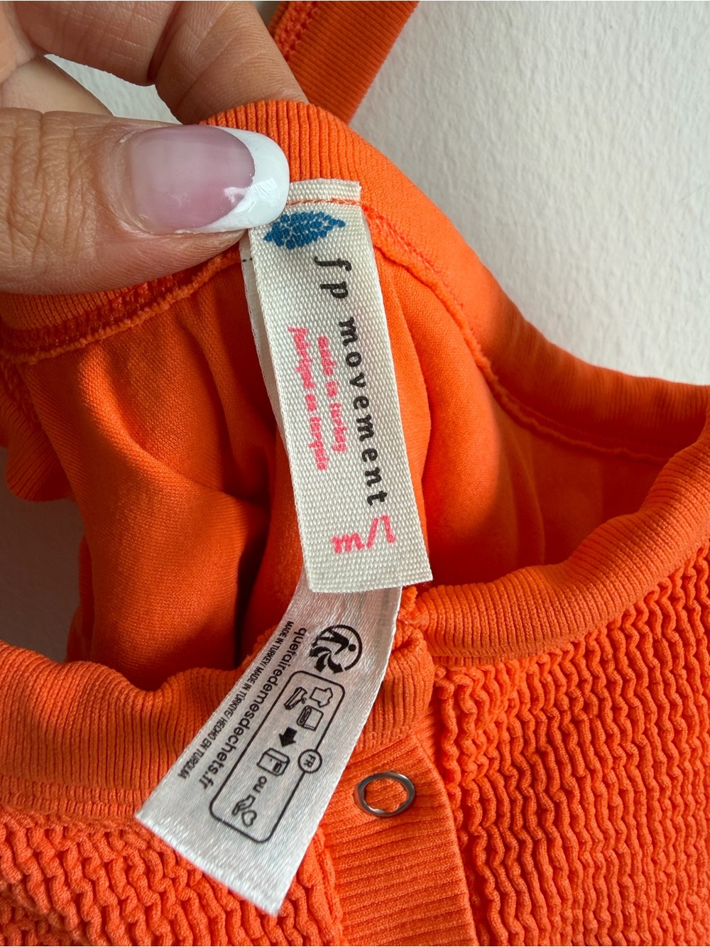 FP Movement by Free People Orange Ribbed Henley Tank with Crossed Back Straps - Picture 5 of 5